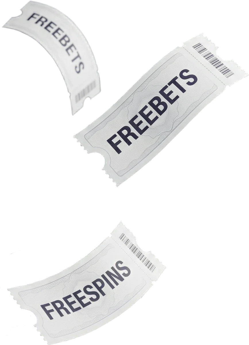 Free bet and free spins tickets fluttering through the air